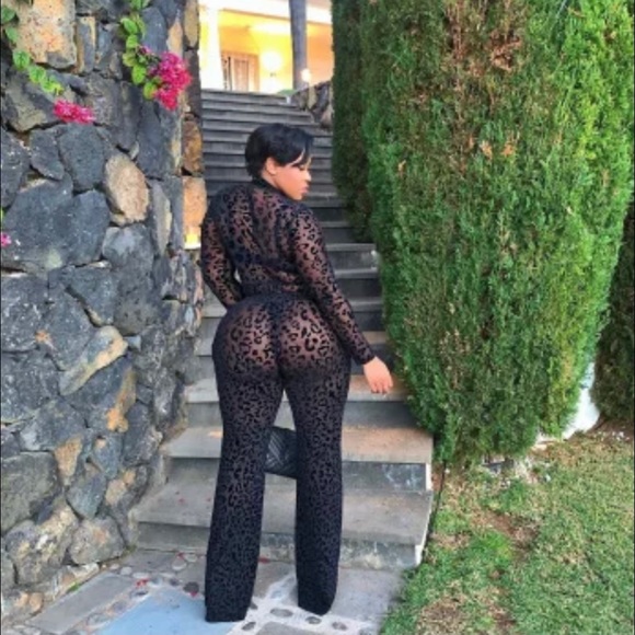 NWOT Animal Instinct Mesh Leopard Jumpsuit… - Picture 5 of 7